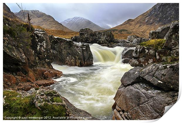 Glen Etive Waterfall Print by Paul Messenger