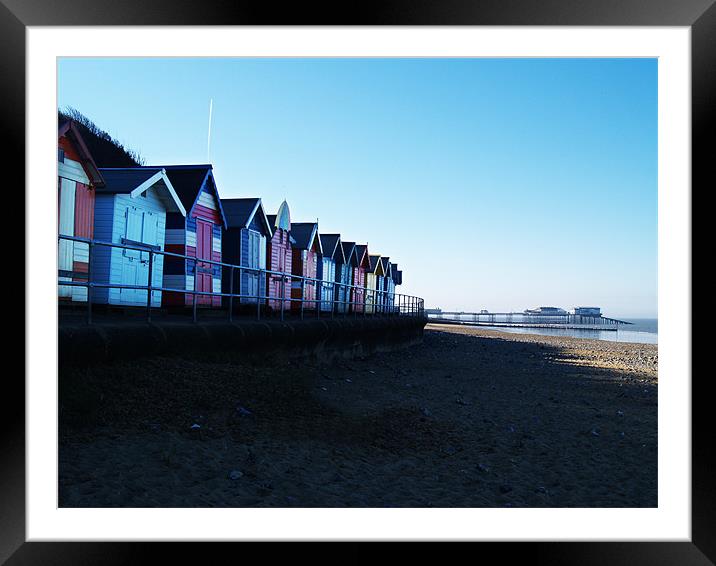 Cromer Beach Huts and Pier Framed Mounted Print by Natalie Harrison