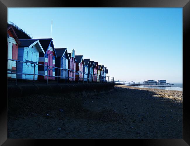 Cromer Beach Huts and Pier Framed Print by Natalie Harrison