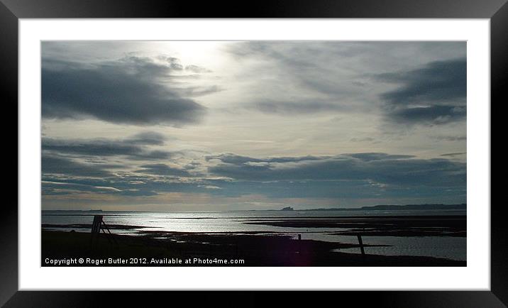 Holy Island Winter Skies Framed Mounted Print by Roger Butler