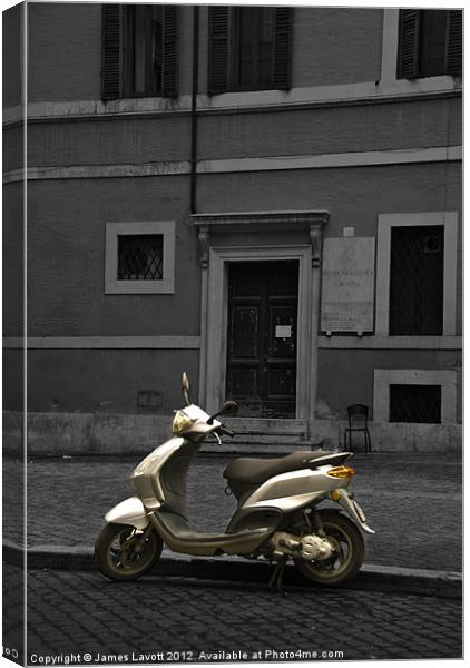 Scooter In Rome Canvas Print by James Lavott