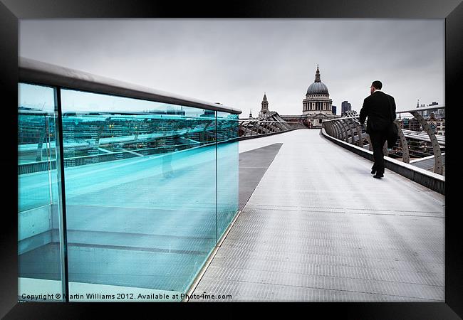 London Millenium Bridge Commuter Framed Print by Martin Williams