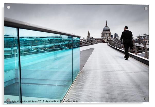 London Millenium Bridge Commuter Acrylic by Martin Williams