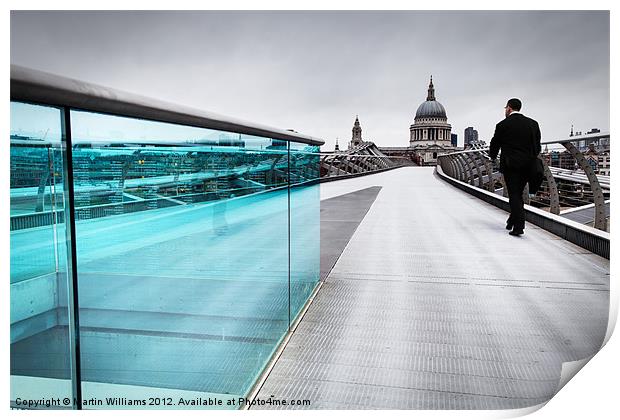 London Millenium Bridge Commuter Print by Martin Williams