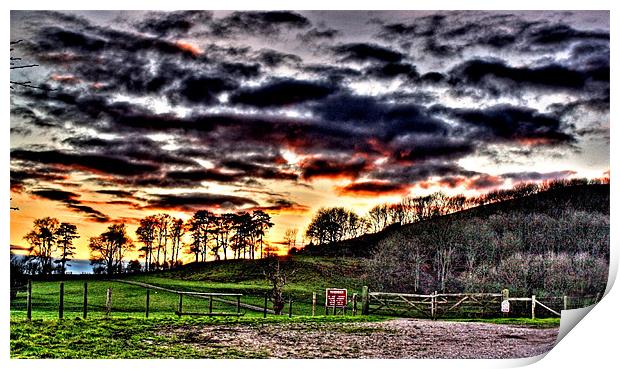 Sunst Over Kick Hill Print by David Shackle