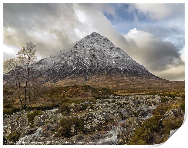 Snow Capped Buachaille Etive Mor Print by Fiona Messenger
