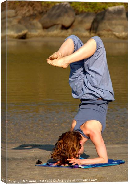 Yoga on Palolem Beach Canvas Print by Serena Bowles