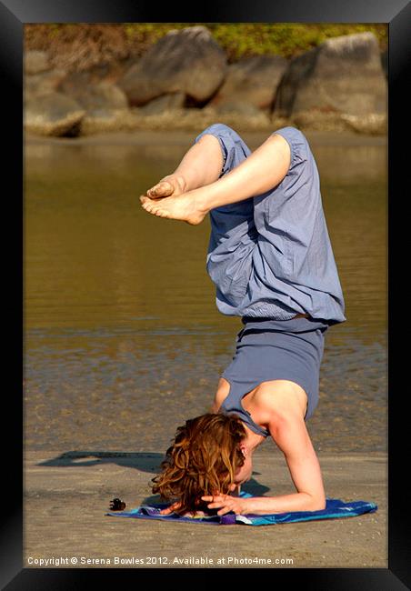 Yoga on Palolem Beach Framed Print by Serena Bowles