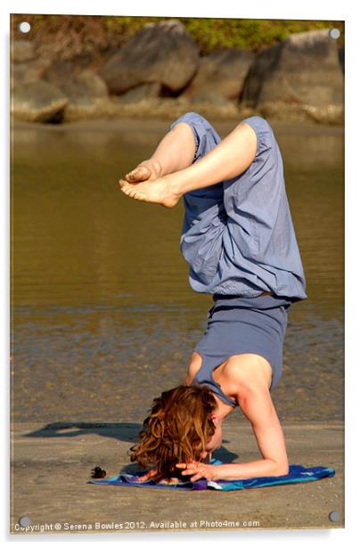 Yoga on Palolem Beach Acrylic by Serena Bowles