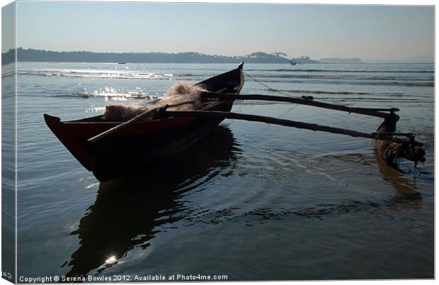 Fishing Boat Loaded with Nets Palolem, Goa, India Canvas Print by Serena Bowles