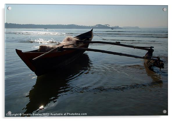 Fishing Boat Loaded with Nets Palolem, Goa, India Acrylic by Serena Bowles