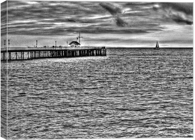 Just Sailing By Monochrome Canvas Print by Steve Purnell