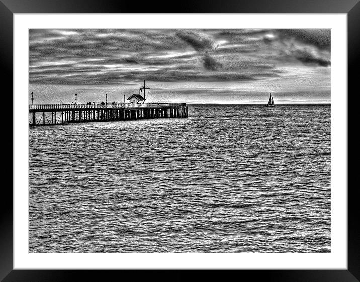 Just Sailing By Monochrome Framed Mounted Print by Steve Purnell