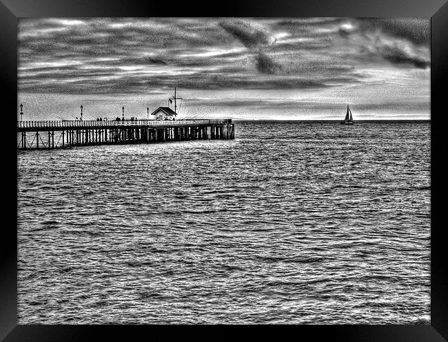 Just Sailing By Monochrome Framed Print by Steve Purnell