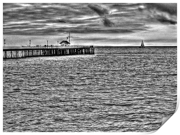Just Sailing By Monochrome Print by Steve Purnell