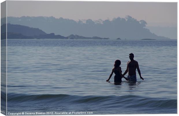 Couple in the Sea Palolem Canvas Print by Serena Bowles