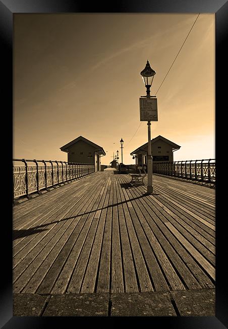 Penarth Pier in Sepia Framed Print by Steve Purnell