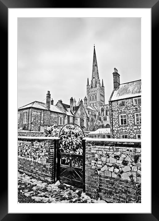 Looking Through to Norwich Cathedral Mono Framed Mounted Print by Paul Macro