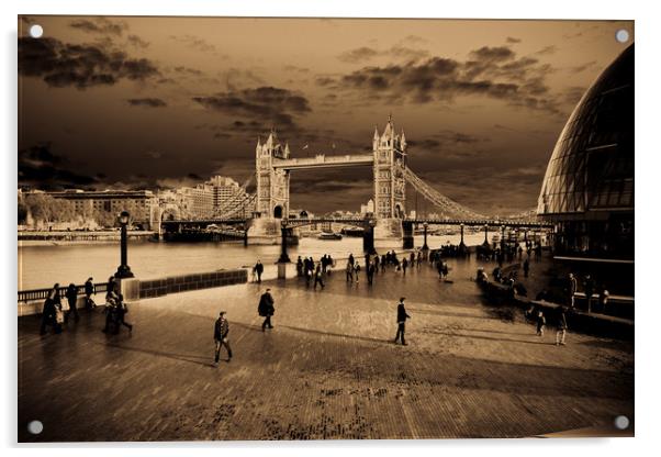 Southbank London cityscape Acrylic by David Pyatt