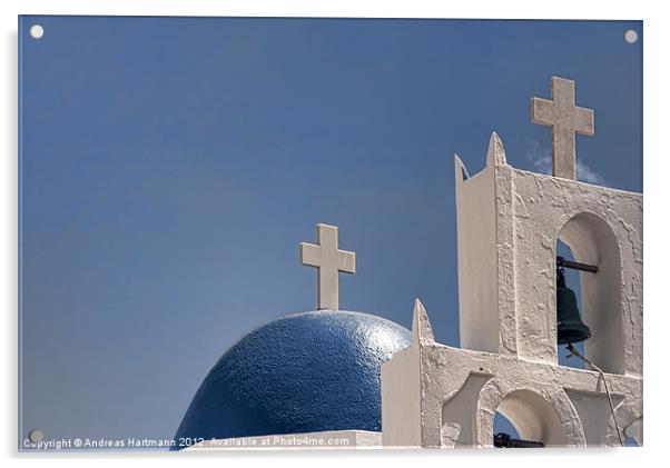 Greek Church on Santorini Acrylic by Andreas Hartmann