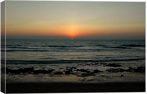 sunset at Anjuna beach goa Canvas Print by Natasha Coutinho