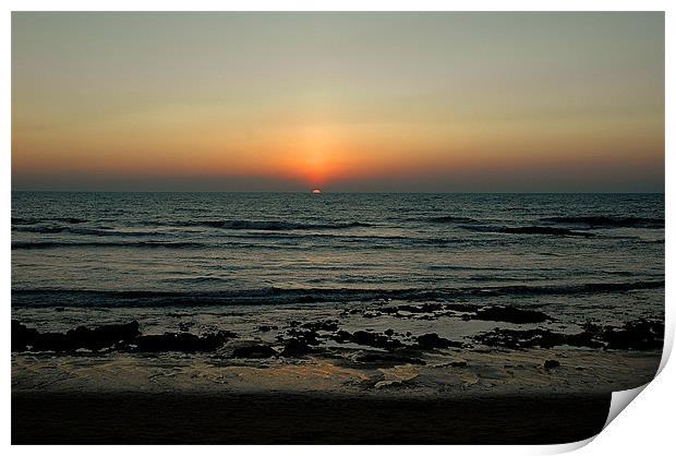 sunset at Anjuna beach goa Print by Natasha Coutinho
