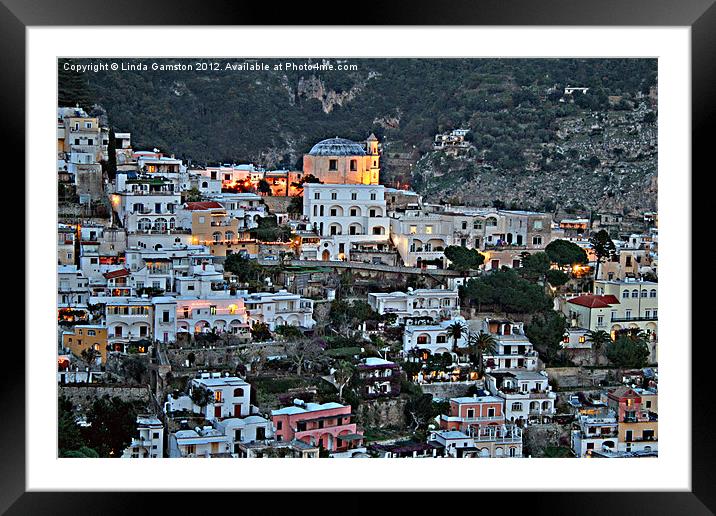 Evening in Positano, Italy Framed Mounted Print by Linda Gamston