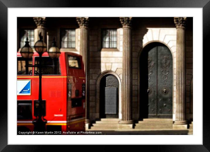 Bus and Bank of England Framed Mounted Print by Karen Martin