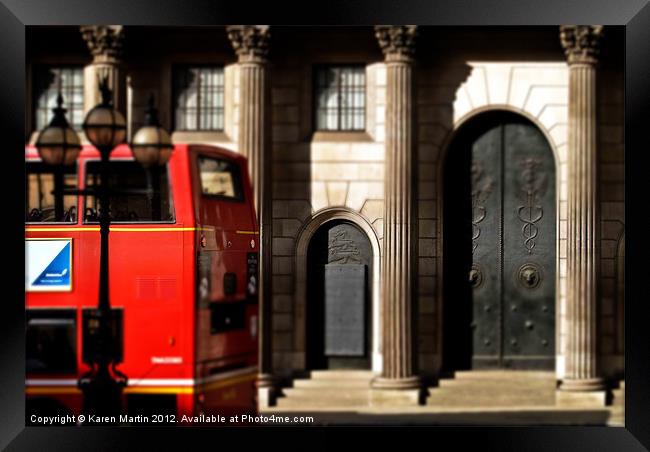 Bus and Bank of England Framed Print by Karen Martin