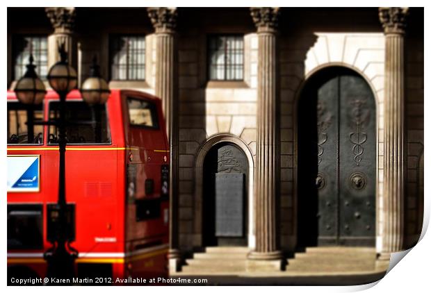 Bus and Bank of England Print by Karen Martin