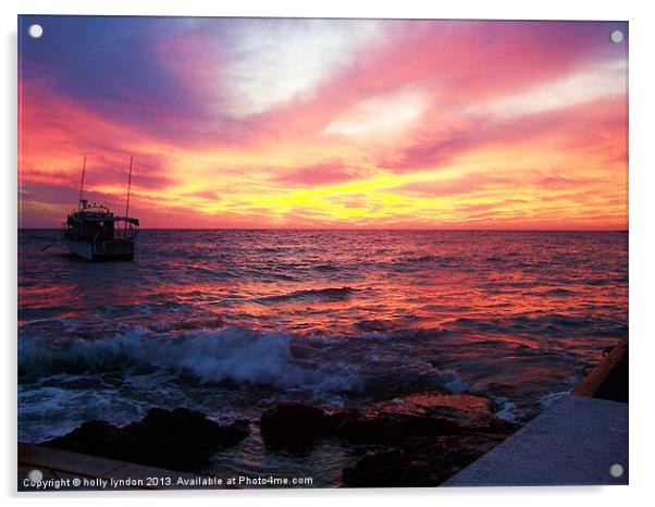 Cyprus Sunrise Acrylic by holly lyndon
