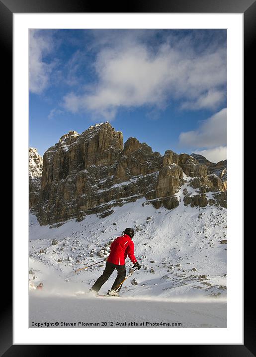 The Lone Skier Framed Mounted Print by Steven Plowman