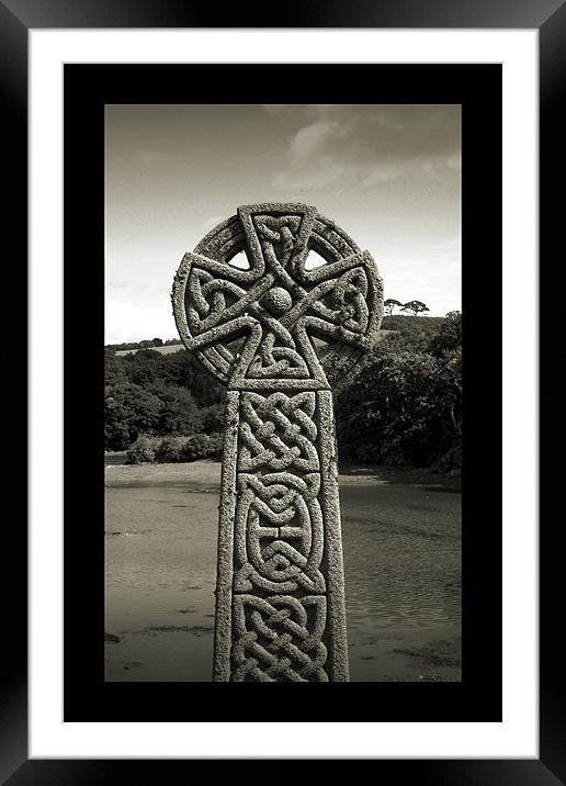 Celtic Cross Framed Mounted Print by Heather Newton