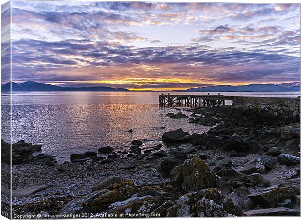 Sunset at Portencross Jetty Canvas Print by Fiona Messenger