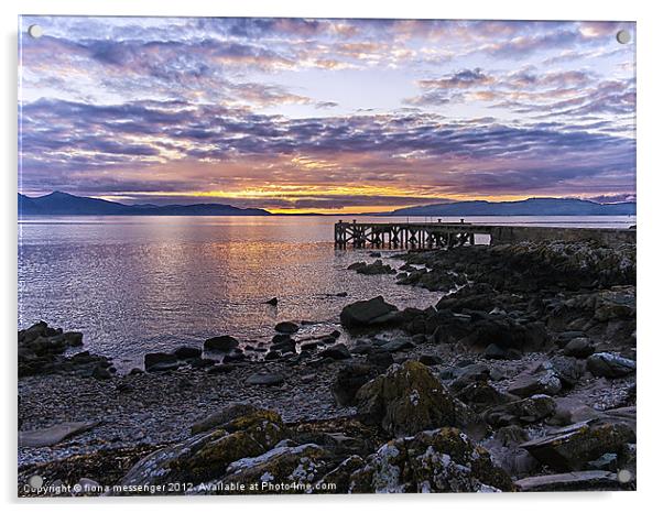 Sunset at Portencross Jetty Acrylic by Fiona Messenger