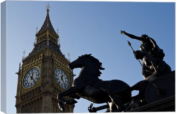 Boudica Statue and Big Ben Canvas Print by David Pyatt