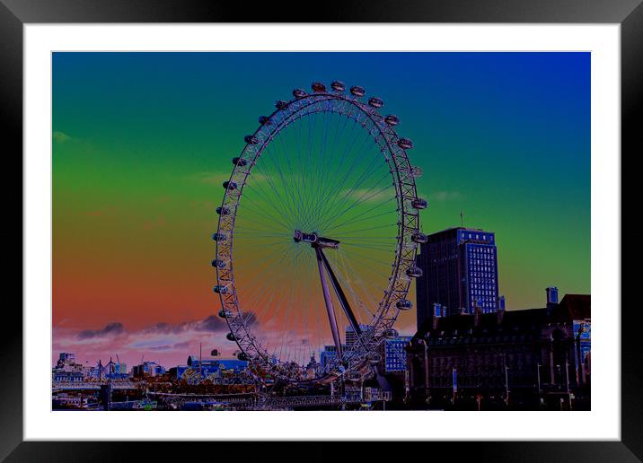 The London Eye Digital art Framed Mounted Print by David Pyatt