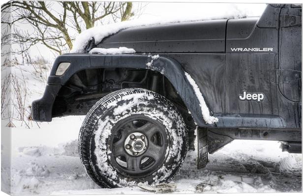 Jeep in the Snow Canvas Print by Eddie Howland