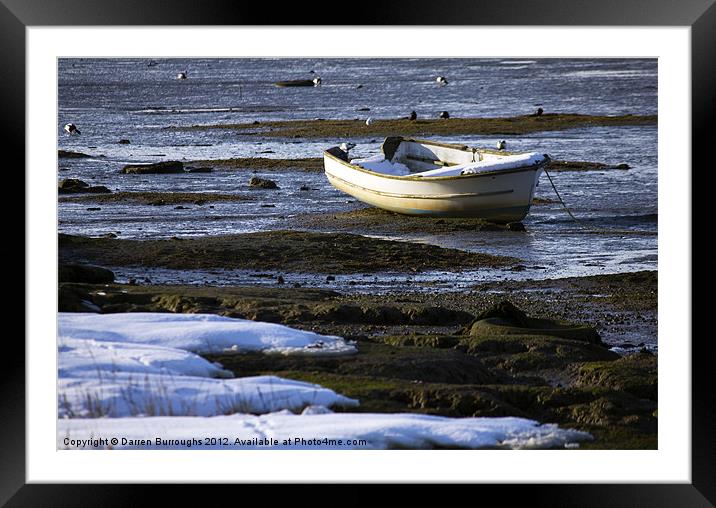 Snow On The Stour Estuary Framed Mounted Print by Darren Burroughs