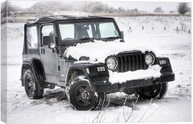 Jeep in the Snow Canvas Print by Eddie Howland