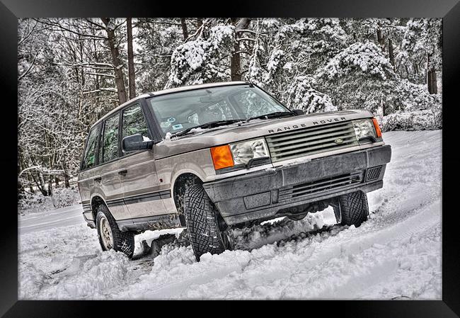 Range Rover P38 in the Snow Framed Print by Eddie Howland