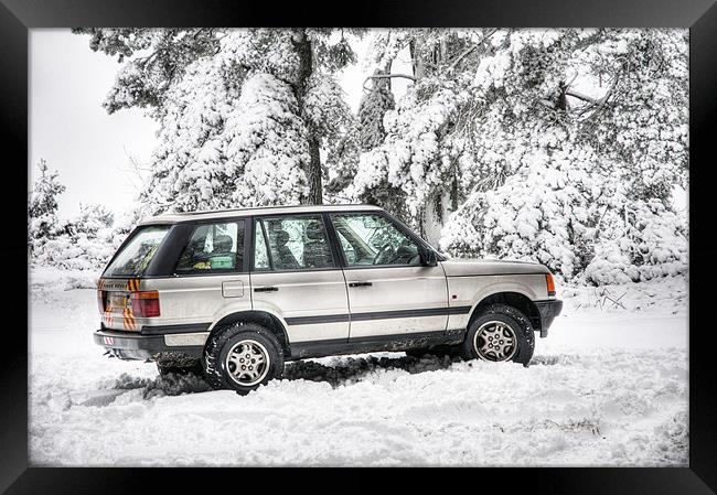 Range Rover P38 in the Snow Framed Print by Eddie Howland