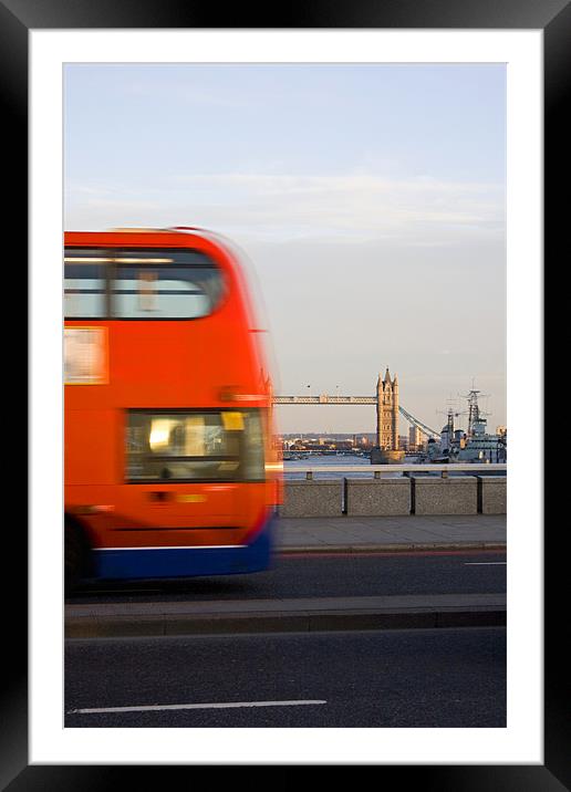 London Bus With Tower Bridge Framed Mounted Print by Peter Carroll
