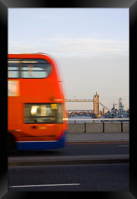 London Bus With Tower Bridge Framed Print by Peter Carroll