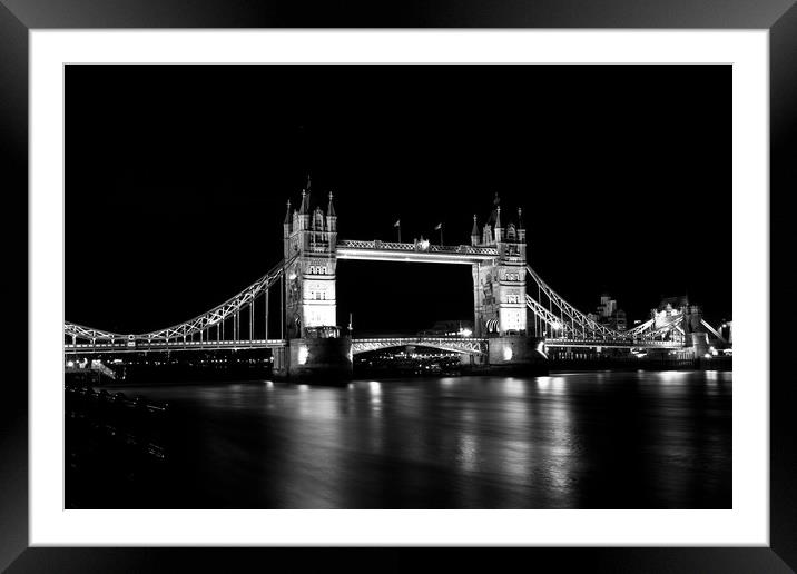 Tower Bridge At Night Framed Mounted Print by David Pyatt