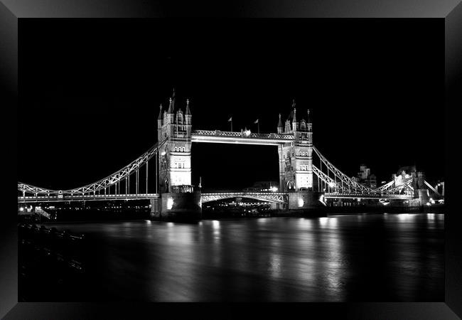 Tower Bridge At Night Framed Print by David Pyatt