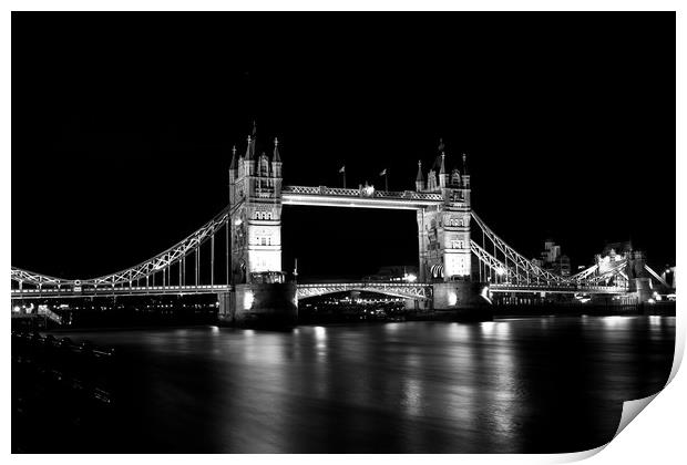Tower Bridge At Night Print by David Pyatt