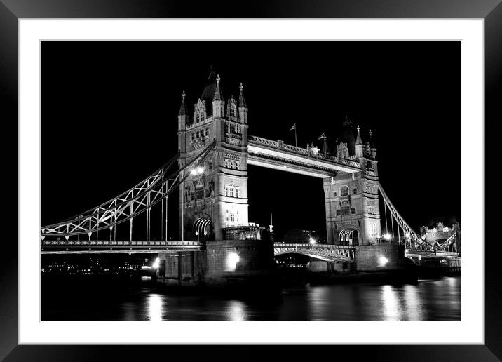 Tower Bridge At Night Framed Mounted Print by David Pyatt
