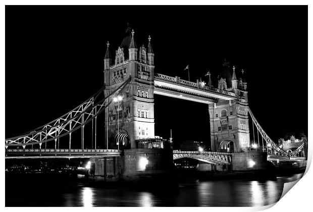 Tower Bridge At Night Print by David Pyatt