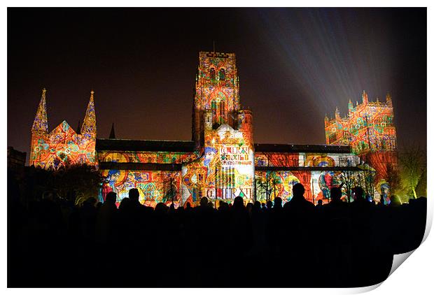 lumiere  night  durham cathedral Print by eric carpenter